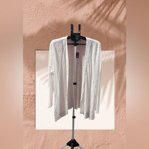 J Jill White Linen Open Front Cardigan